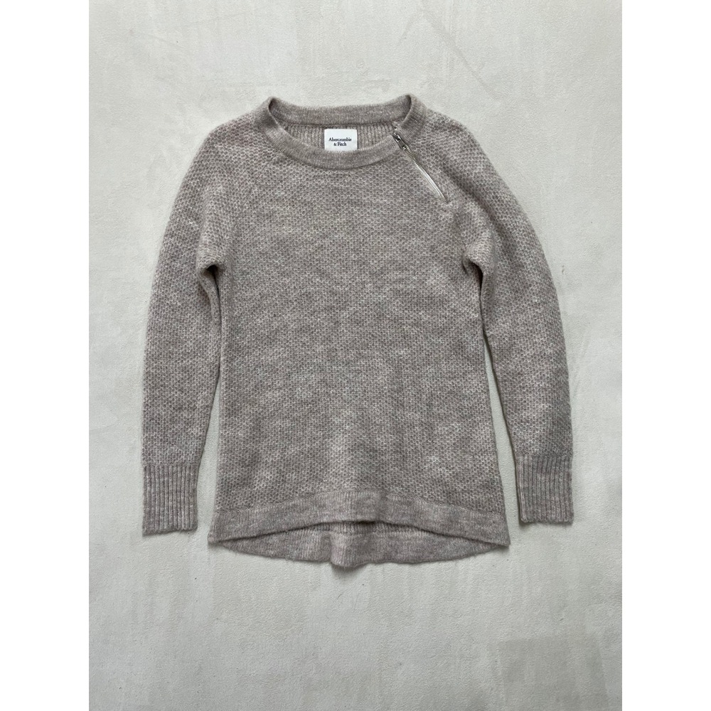 Abercrombie & Fitch Womens Pink Shoulder Zip Marled Knit Sweater Small